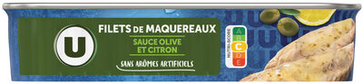 Filets de maquereaux à la sauce olive et citron boîte de 1/4, 169g front packaging