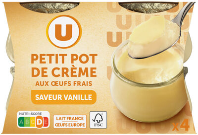 Desserts lactés à la crème aux oeufs frais saveur vanille 4x100g front packaging