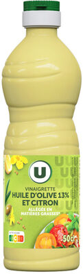 Vinaigrette allégée en matières grasses à l'huile d'olive 13% et au citron 50cl front packaging