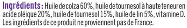 Huile Mélange 4 huiles Bouteille 1L ingredients label