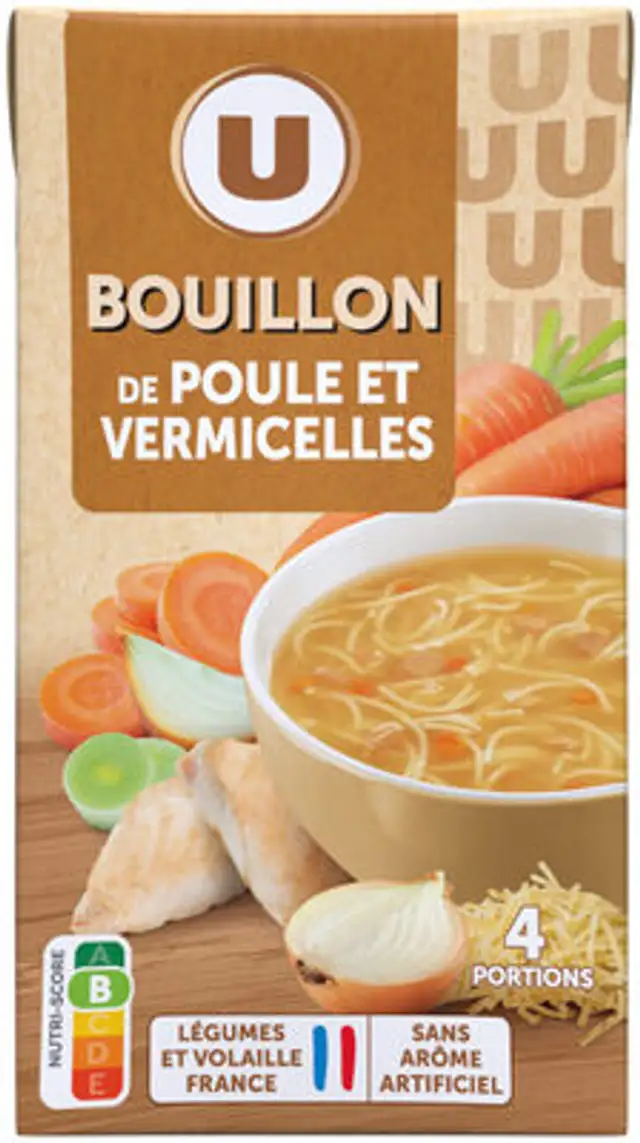 Soupe poule et vermicelles brique de 1l front packaging