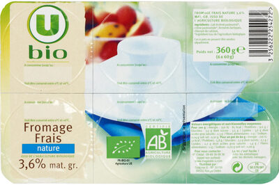 Fromage blanc frais nature au lait pasteurisé 3,6% MG, 6x60g