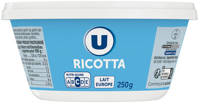 Ricotta au lait pasteurisé 9% de MG, 250g front packaging