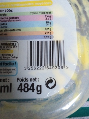 Bac crème glacée citron meringue - 485g front packaging