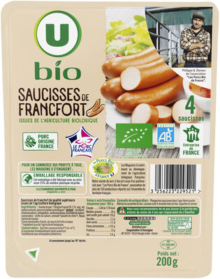 Saucisses de Francfort Bio front packaging