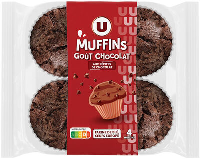 Muffins goût chocolat et aux pépites de chocolat, x4 300g
