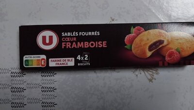 Biscuits Sablés fourrés coeur framboise, 100g front packaging