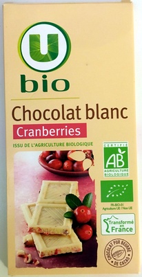 Chocolat blanc cranberries front packaging