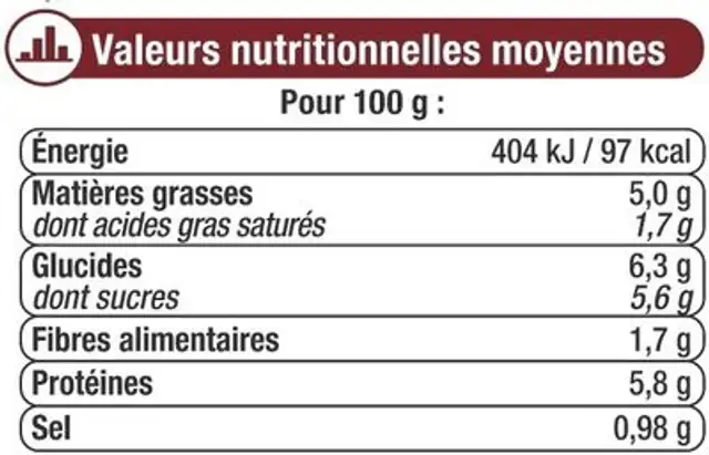 Sauce bolognaise plus de boeuf 420g ingredients label
