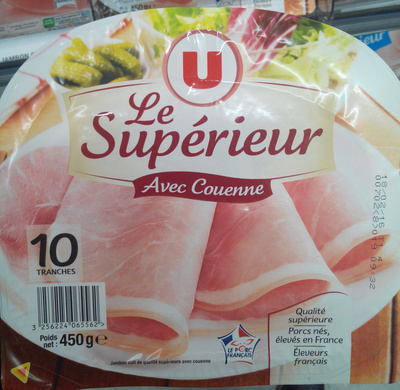 Jambon cuit supérieur avec couenne 10 tranches, 450g