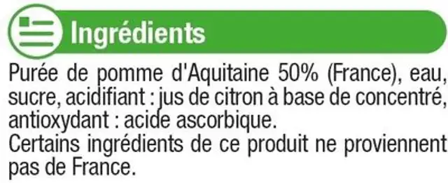 Fruits de chez nous pomme d'Aquitaine ingredients label