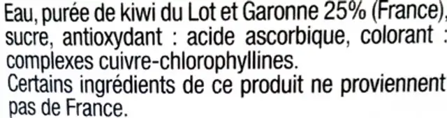 Boisson kiwi du Lot et Garonne bouteille de 1l ingredients label
