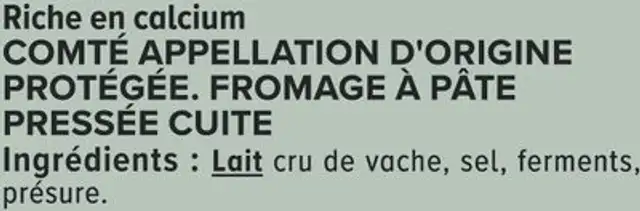 Comté AOP au lait cru 34%de matière grasse 250g nutrition facts table