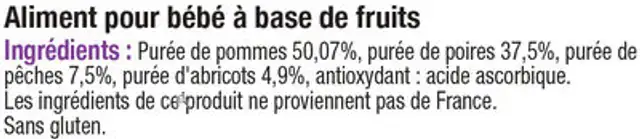 Pots pour bébé dessert pomme fruits du verger ingredients label