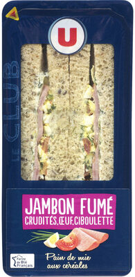 Sandwich gourmand jambon fumé crudités oeuf ciboulette