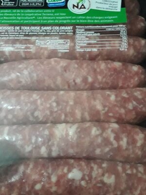 Saucisse toulouse gros grain France, 8 pièces, barquette, 1kg nutrition facts table