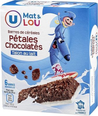 Barres céréales pétales chocolatées talon lait
