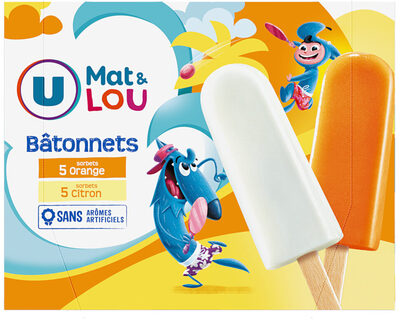 Bâtonnets glace à l'eau parfum orange & citron front packaging