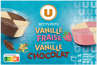 Petits pots vanille fraise & vanille chocolat x12, 342g front packaging