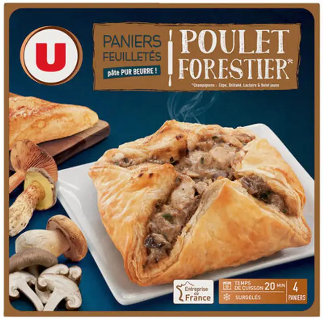 Paniers feuilletés poulet mélange forestier - 4x100g front packaging