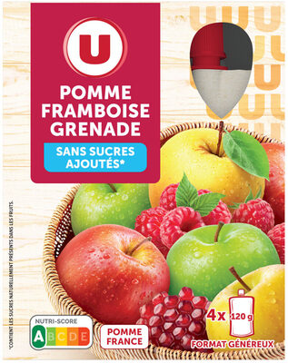 Gourdes dessert fruitier pomme framboise grenade sans sucre ajouté 4x120g