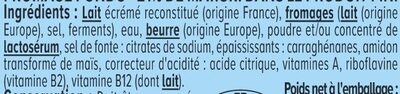 Fromage fondu nature, 12 portions triangles - 200g nutrition facts table