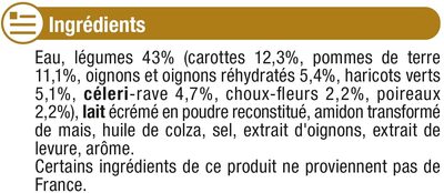Velouté aux 7 légumes ingredients label