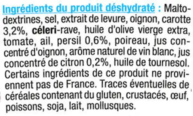 Court bouillon pot de 100g ingredients label