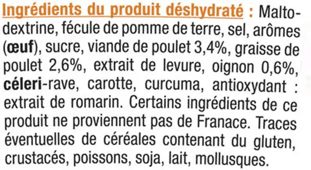 Fond de volaille ingredients label