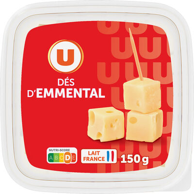 Emmental français pasteurisé mini dés 30% de MG, 150g