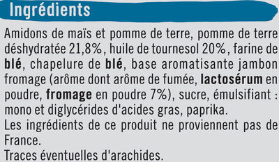 Diablos goût jambon fromage ingredients label