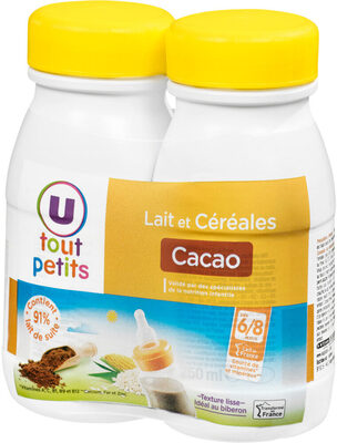 Lait et céréales goût cacao front packaging