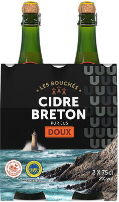 Cidre bouché doux de Bretagne IGP, 2°, 2 bouteilles de 75cl