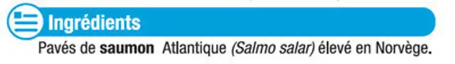 Pavés de saumon (salmo salar) ingredients label
