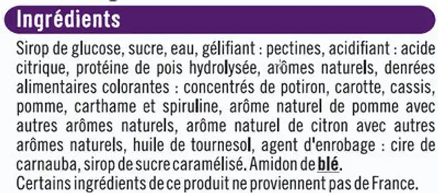 Fleurs sans gélatine bon & végétarien ingredients label