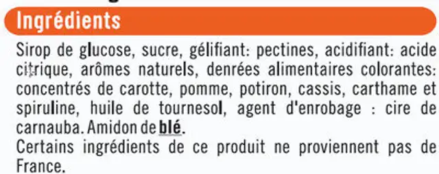 Ptits fruits sans gélatine bon végetarien ingredients label