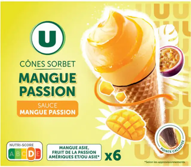 Cônes sorbet mangue passion - X6 408G front packaging