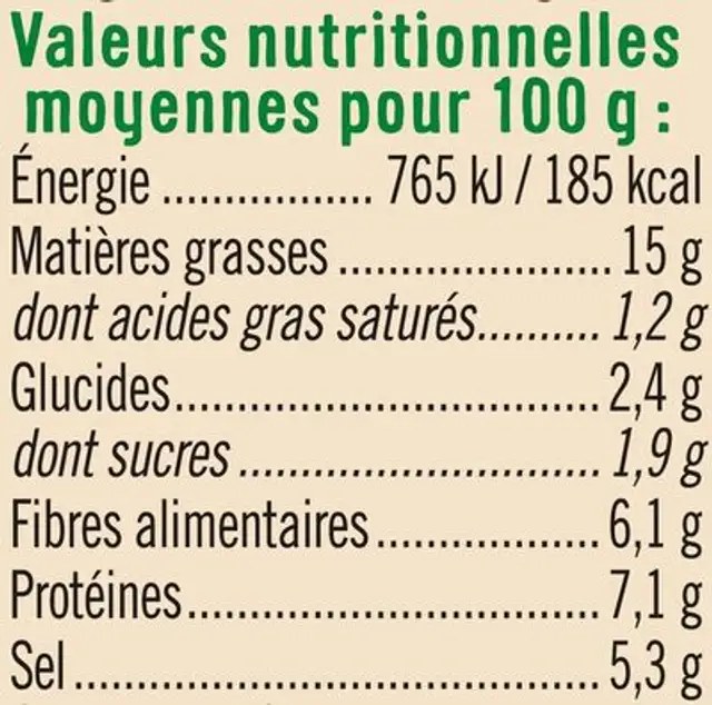 Moutarde à l'ancienne bio bocal de 200g nutrition facts table