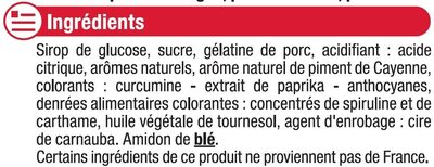 Bonbons gélifiés piments ingredients label