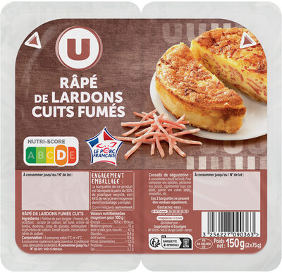 Râpé de lardons cuits fumés - 150g