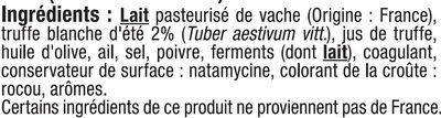 Fromage à Raclette au lait pasteurisée aux truffes d'été 26%MG, 200g ingredients label