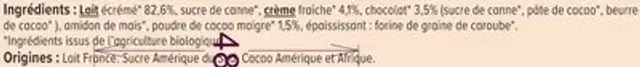 Crème dessert Bébé chocolat, dès 8 mois - 4x100g nutrition facts table