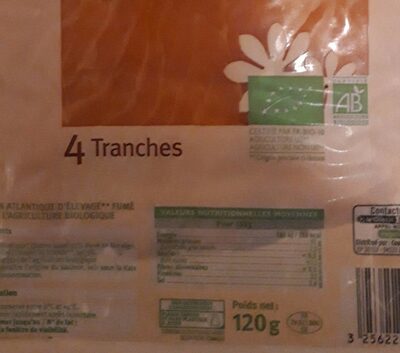 Saumon fumé 4 tranches, 120g