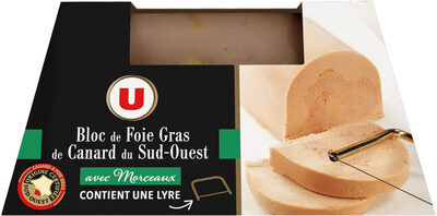 Bloc de foie gras de canard du Sud Ouest IGP avec 30% morceaux, 300g