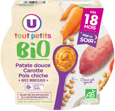 Plat bébé assiette patate douce, carottes, pois chiches, dès 18 mois -230g - Repas bébé front packaging