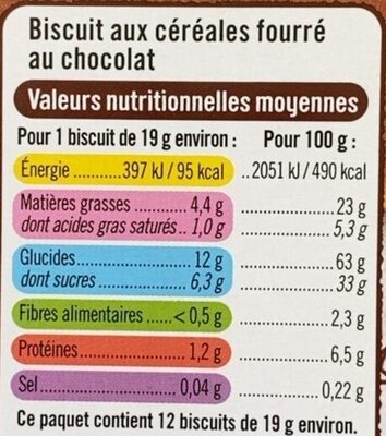 P'tit croisillon chocolat nutrition facts table