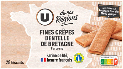 Fines crêpes dentelle de Bretagne au beurre , paquet 120g