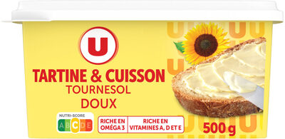 Margarine allégée au tournesol 60%MG, barquette 500g front packaging