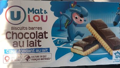 Biscuits barres chocolat au lait front packaging