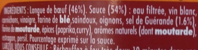 Langue de Boeuf Sauce piquante ingredients label